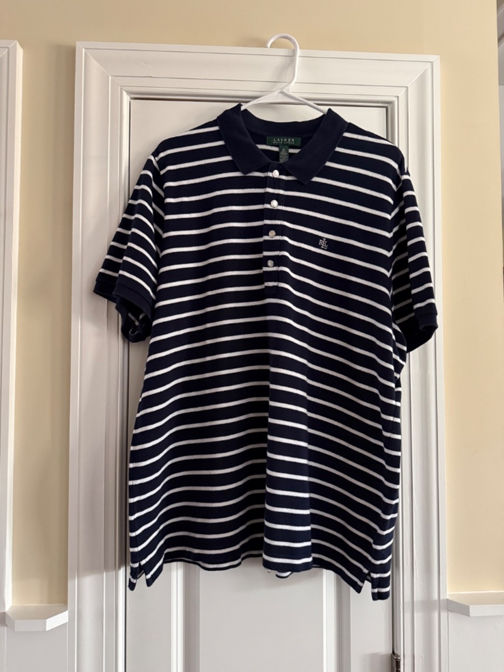 Lauren Ralph Lauren navy and white striped pique polo shirt 2X
